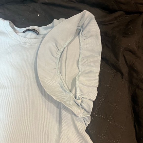 Zara Sky Blue Ribbed Top - Picture 3 of 3